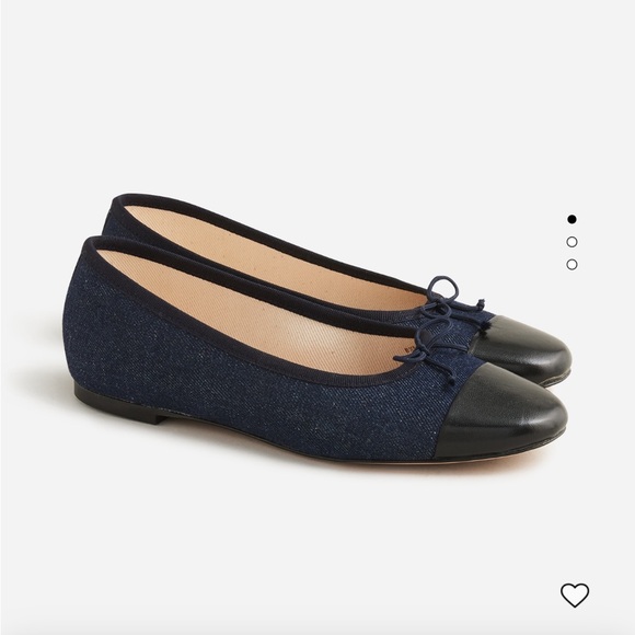 $148 J Crew Zoe Cap Toe Ballet Flats Denim & Black 9 ss24 - Picture 4 of 6
